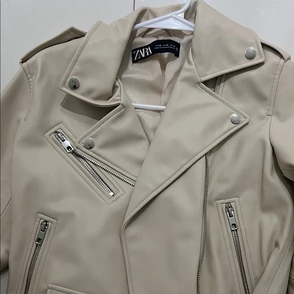 Zara Men's Light Tan Biker Jacket
